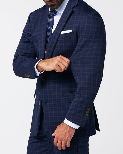 Athletic Fit Stretch Wool Blazer - Blue Plaid | State & Liberty Suits|Blazers