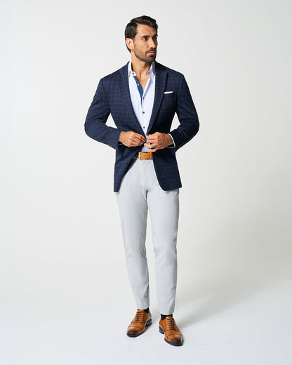 Athletic Fit Stretch Wool Blazer - Blue Plaid | State & Liberty Suits|Blazers