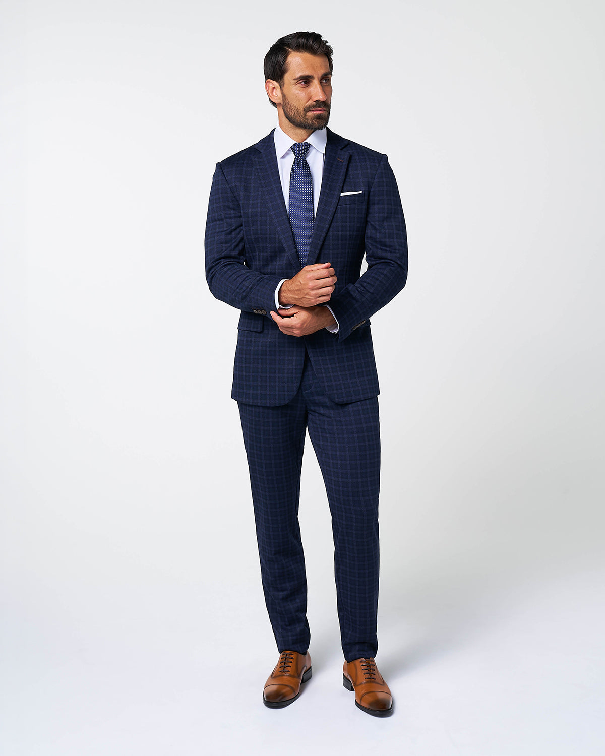 Athletic Fit Stretch Wool Blazer - Blue Plaid | State & Liberty Suits|Blazers