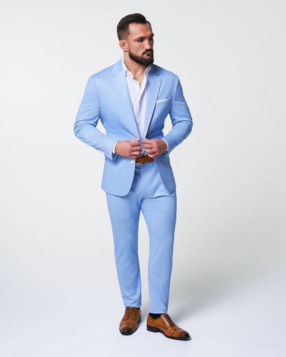 Athletic Fit Stretch Blazer - Light Blue Mini Houndstooth | State & Liberty Suits|Blazers