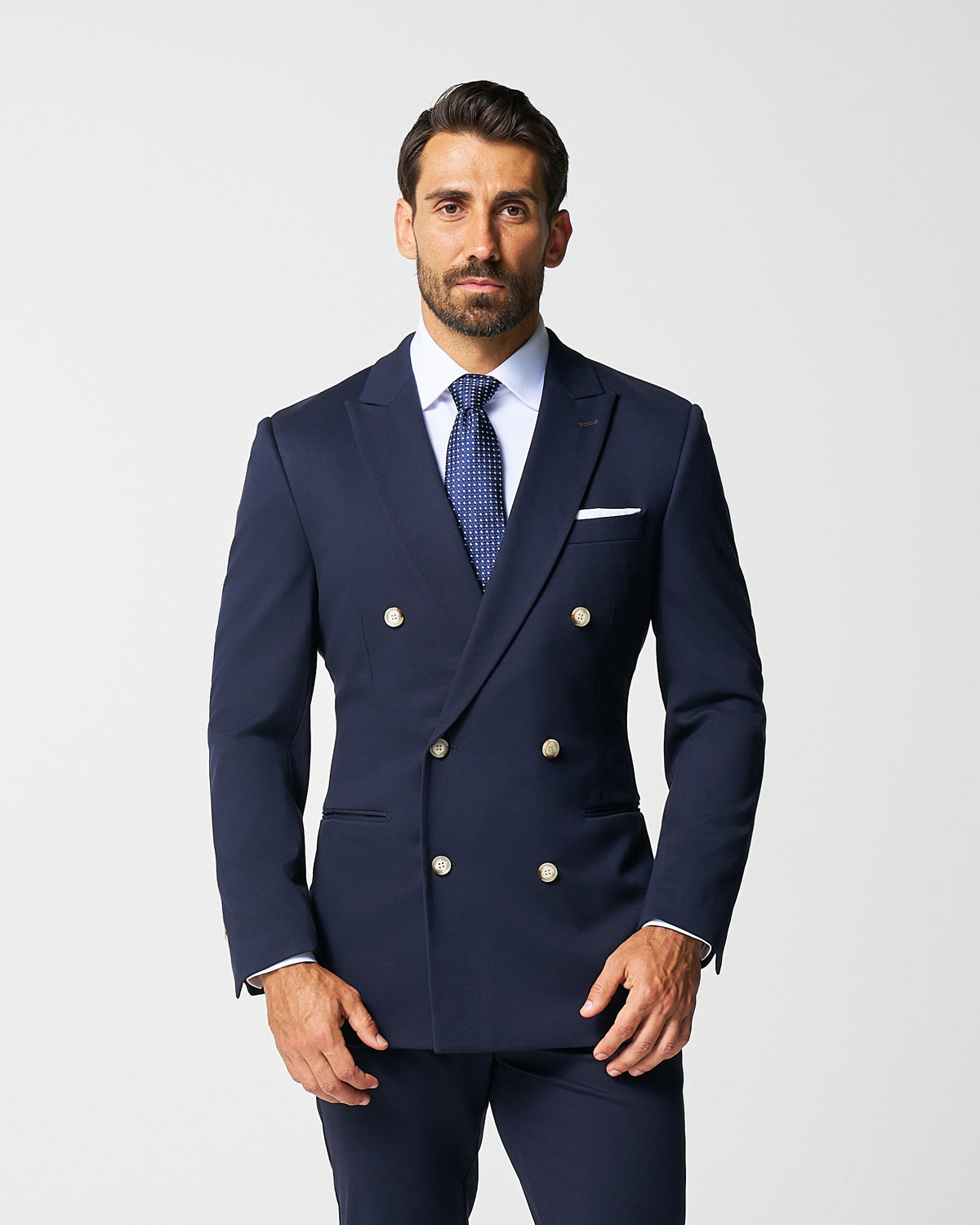 Athletic Fit Stretch Blazer - Navy Double Breasted | State & Liberty Suits|Blazers