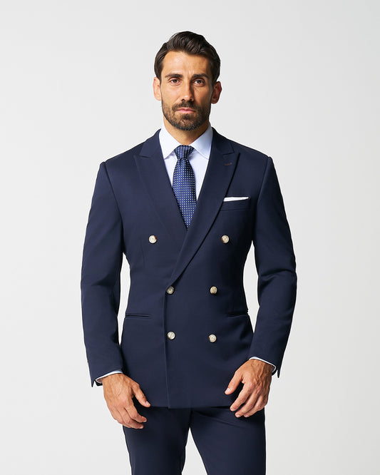 Athletic Fit Stretch Blazer - Navy Double Breasted | State & Liberty Suits|Blazers