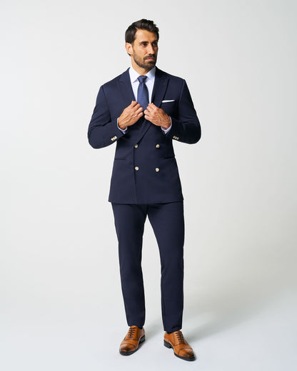 Athletic Fit Stretch Blazer - Navy Double Breasted | State & Liberty Suits|Blazers