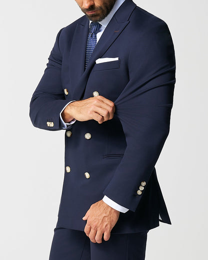 Athletic Fit Stretch Blazer - Navy Double Breasted | State & Liberty Suits|Blazers