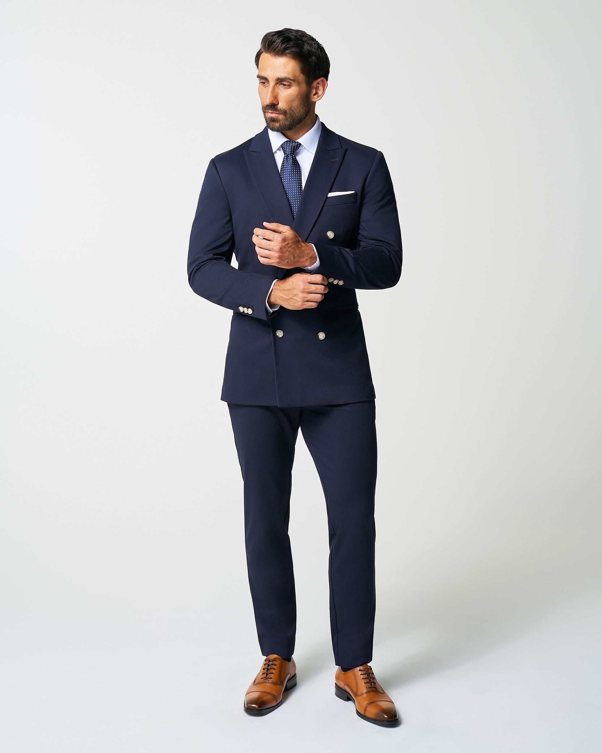 Athletic Fit Stretch Blazer - Navy Double Breasted | State & Liberty Suits|Blazers