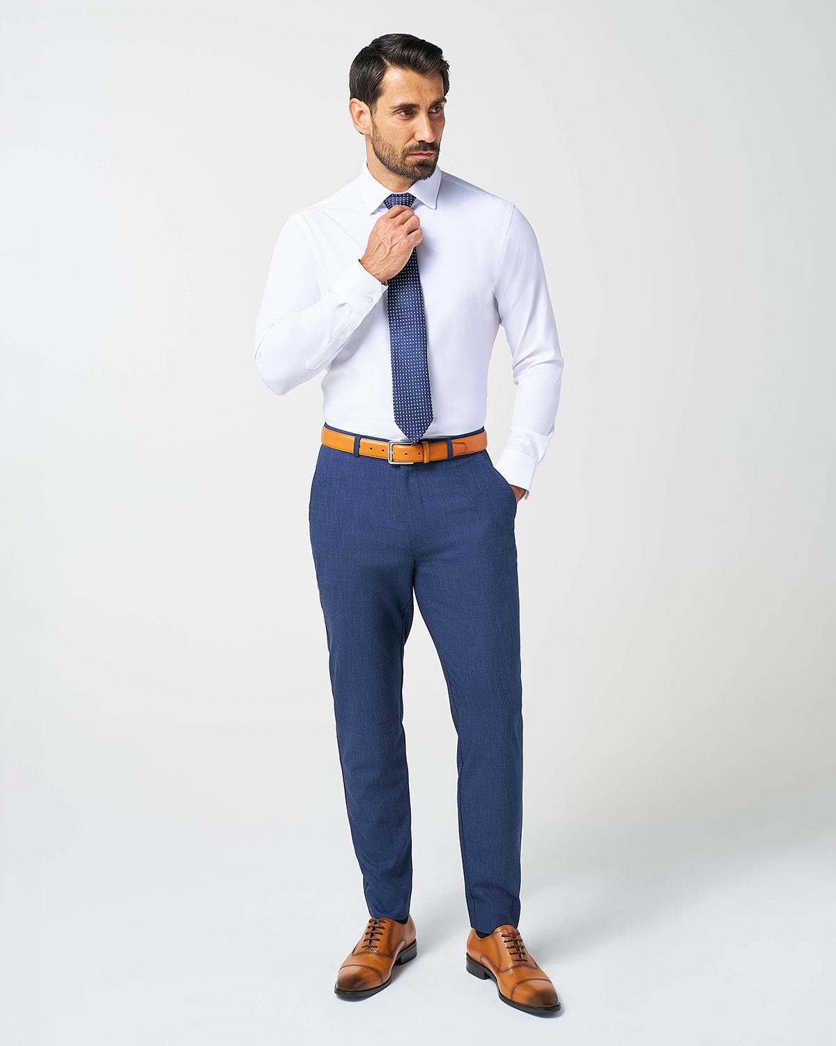 Athletic Fit Stretch Suit Pants - Heathered Navy | State & Liberty Suits|Bottoms