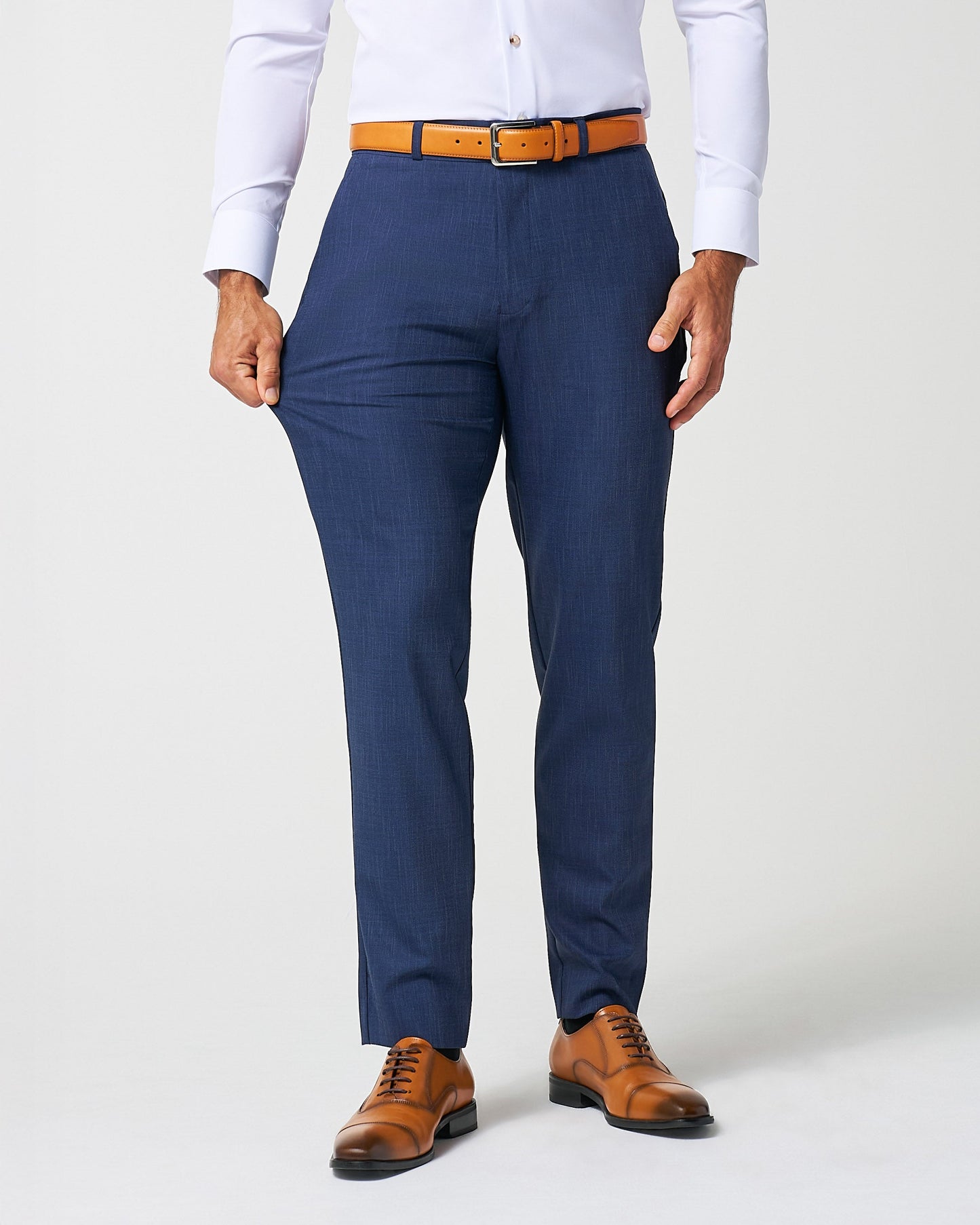 Athletic Fit Stretch Suit Pants - Heathered Navy | State & Liberty Suits|Bottoms