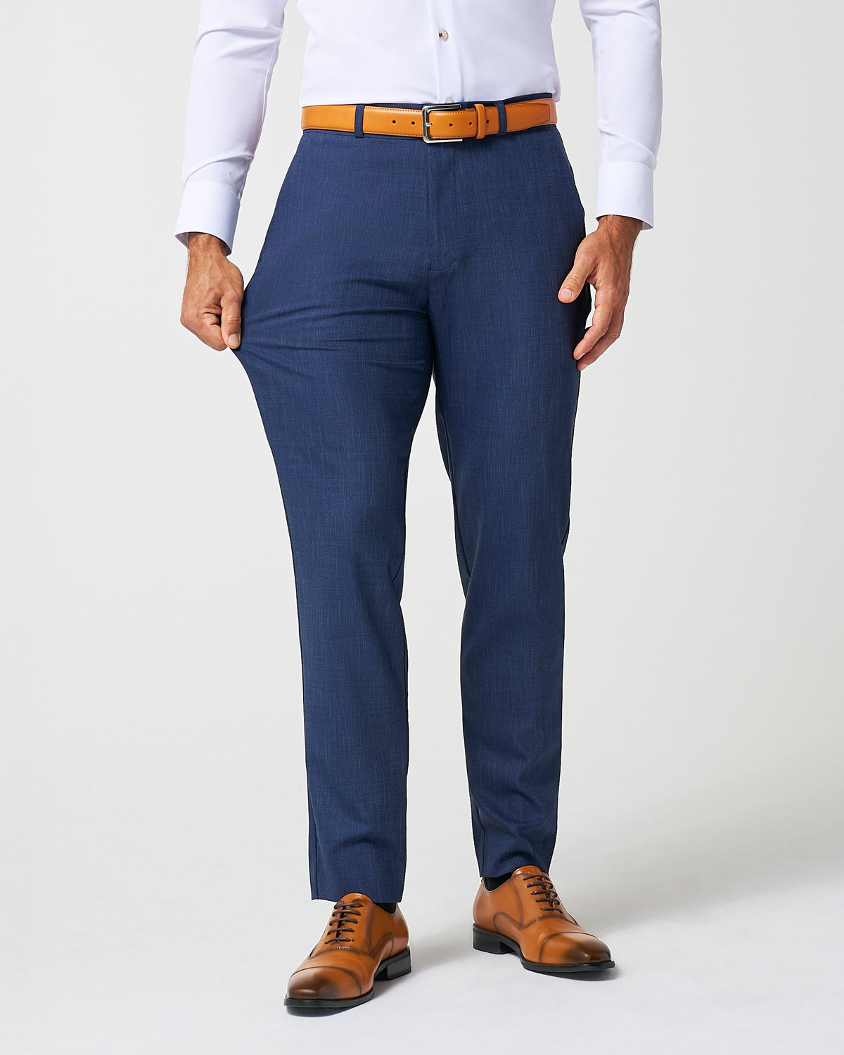 Athletic Fit Stretch Suit Pants - Heathered Navy | State & Liberty Suits|Bottoms