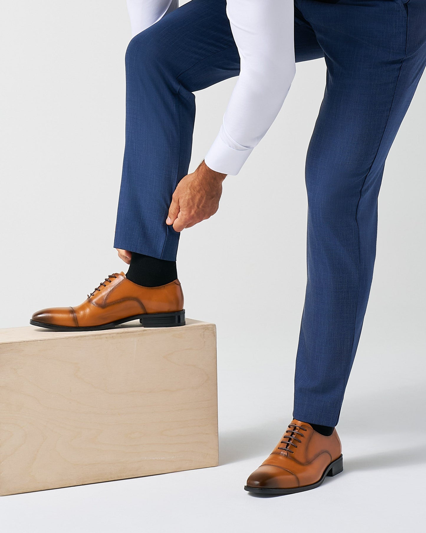 Athletic Fit Stretch Suit Pants - Heathered Navy | State & Liberty Suits|Bottoms