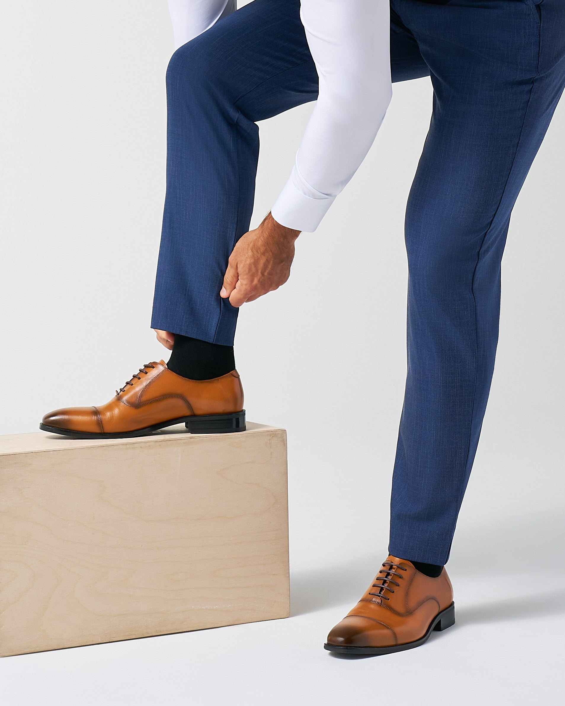 Athletic Fit Stretch Suit Pants - Heathered Navy | State & Liberty Suits|Bottoms