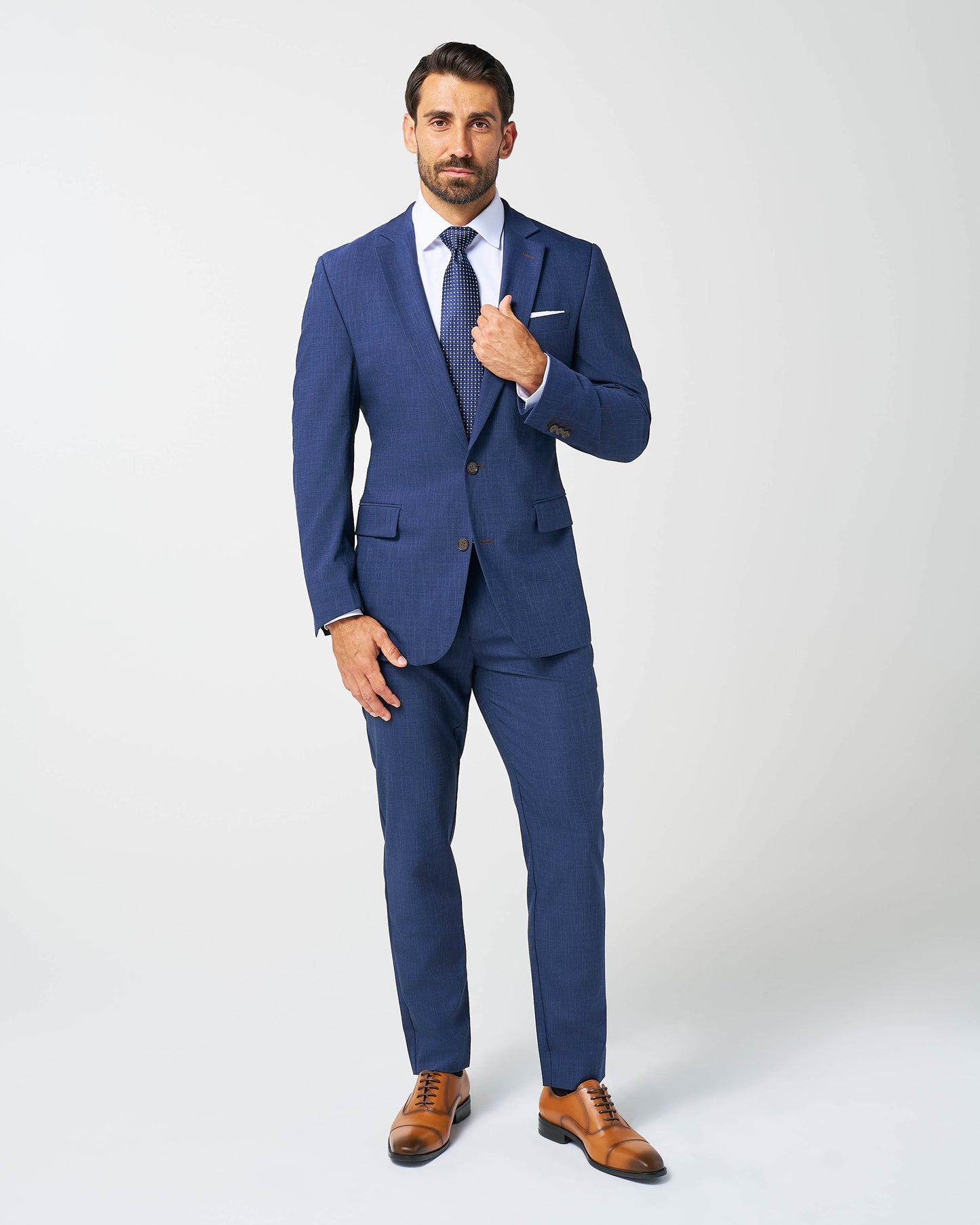 Athletic Fit Stretch Suit Pants - Heathered Navy | State & Liberty Suits|Bottoms