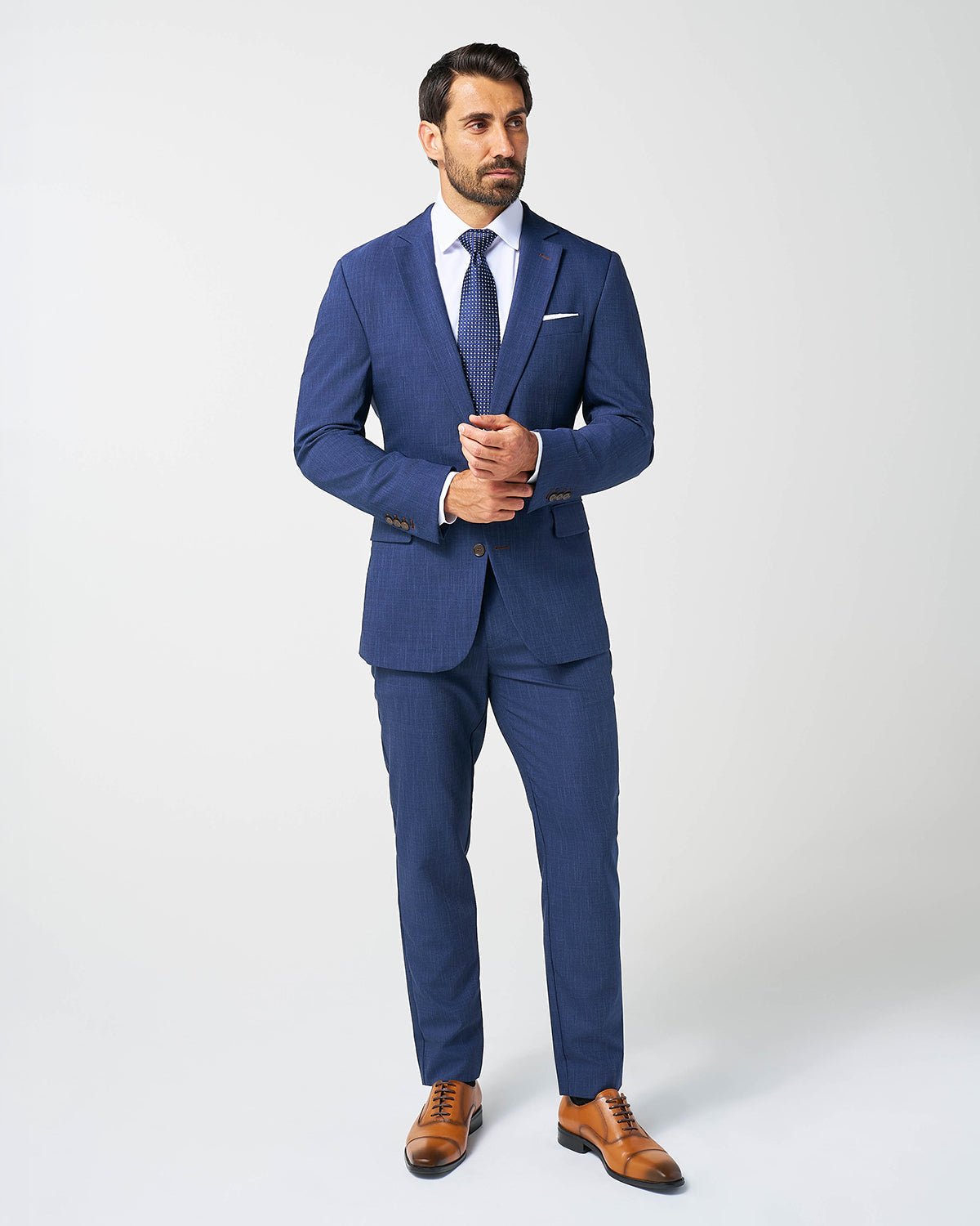 Athletic Fit Stretch Suit Pants - Heathered Navy | State & Liberty Suits|Bottoms