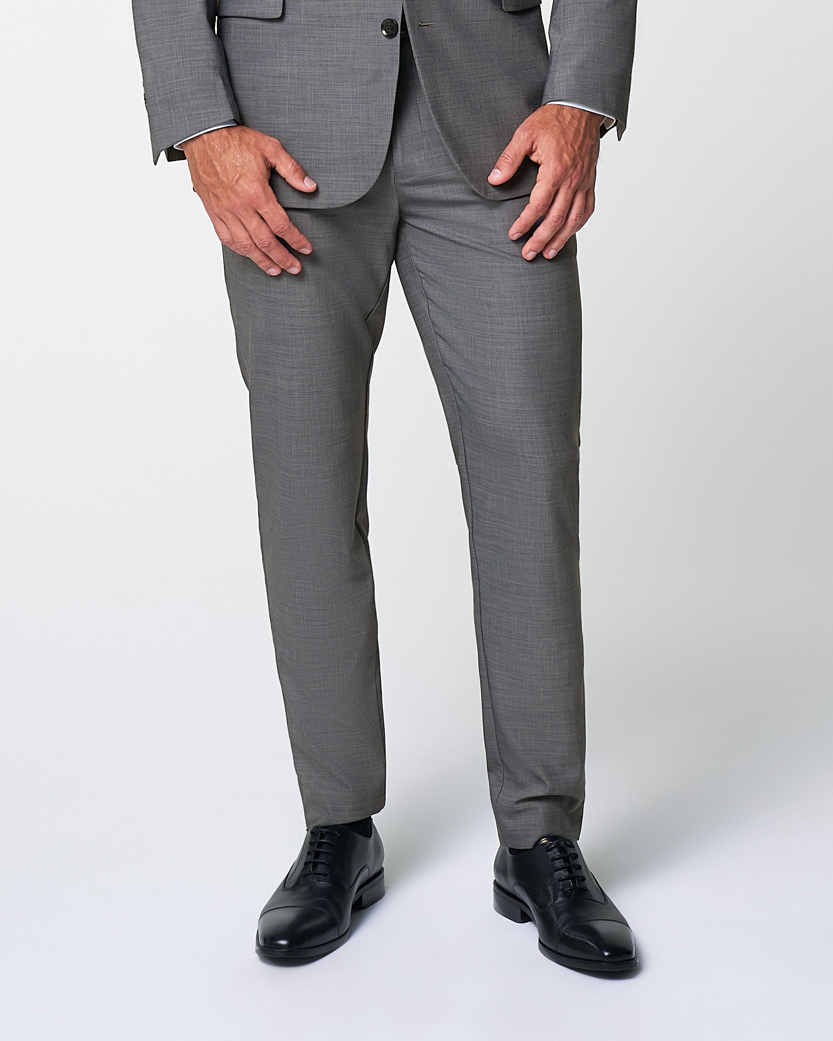 Athletic Fit Stretch Suit Pants - Heathered Grey | State & Liberty Suits|Bottoms
