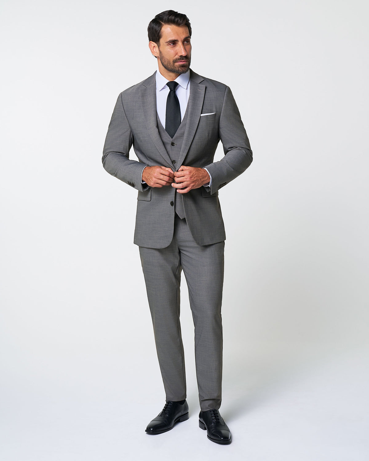 Athletic Fit Stretch Suit Pants - Heathered Grey | State & Liberty Suits|Bottoms