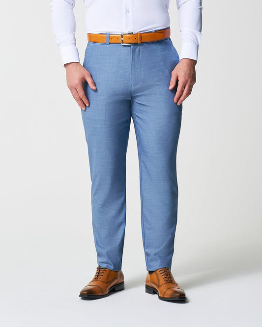 Athletic Fit Stretch Suit Pants - Heathered Light Blue | State & Liberty Suits|Bottoms