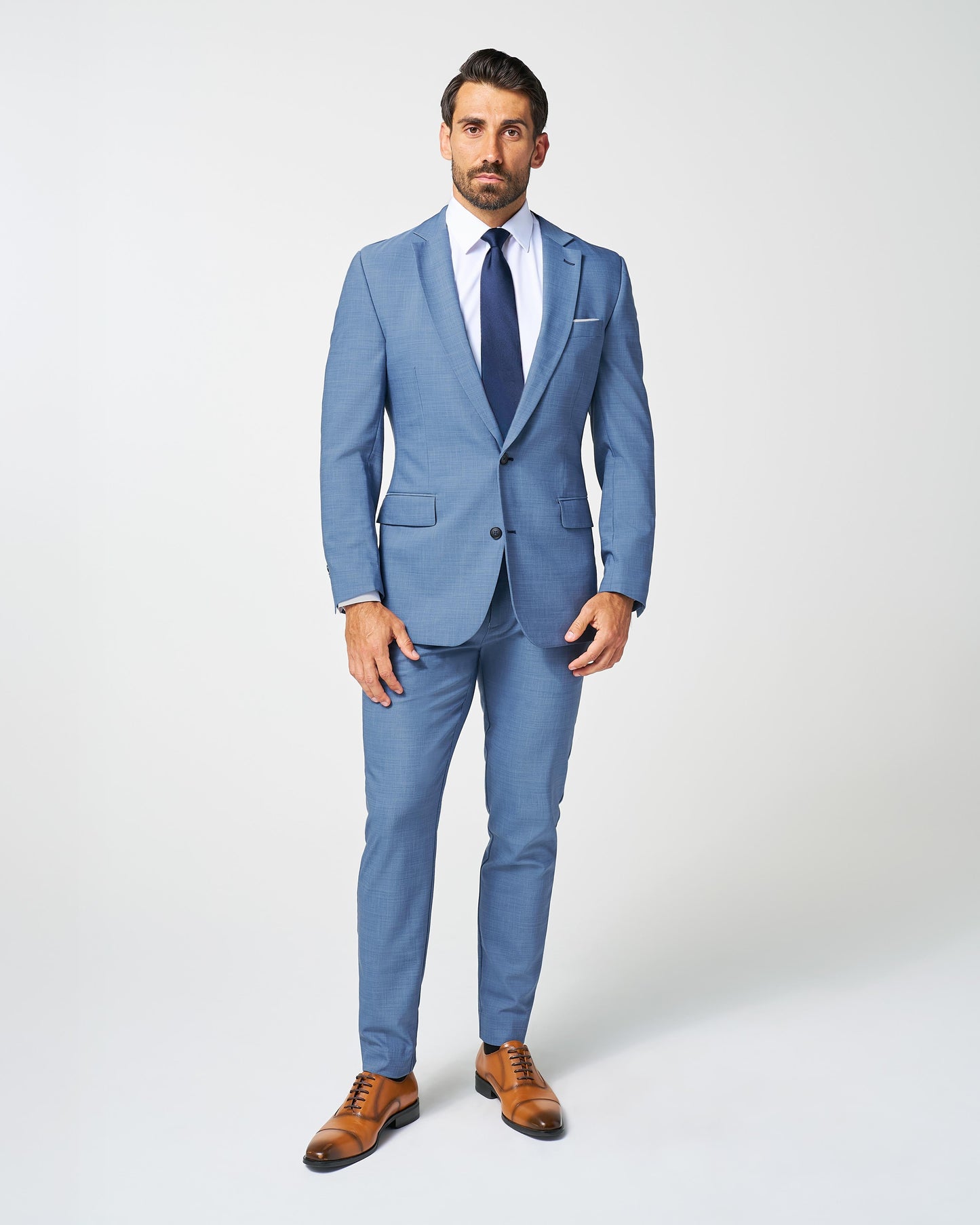 Athletic Fit Stretch Suit Pants - Heathered Light Blue | State & Liberty Suits|Bottoms
