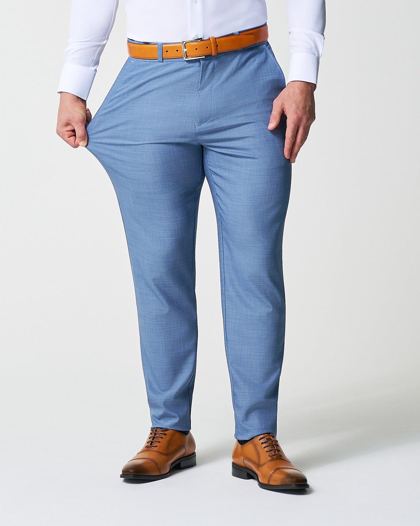 Athletic Fit Stretch Suit Pants - Heathered Light Blue | State & Liberty Suits|Bottoms