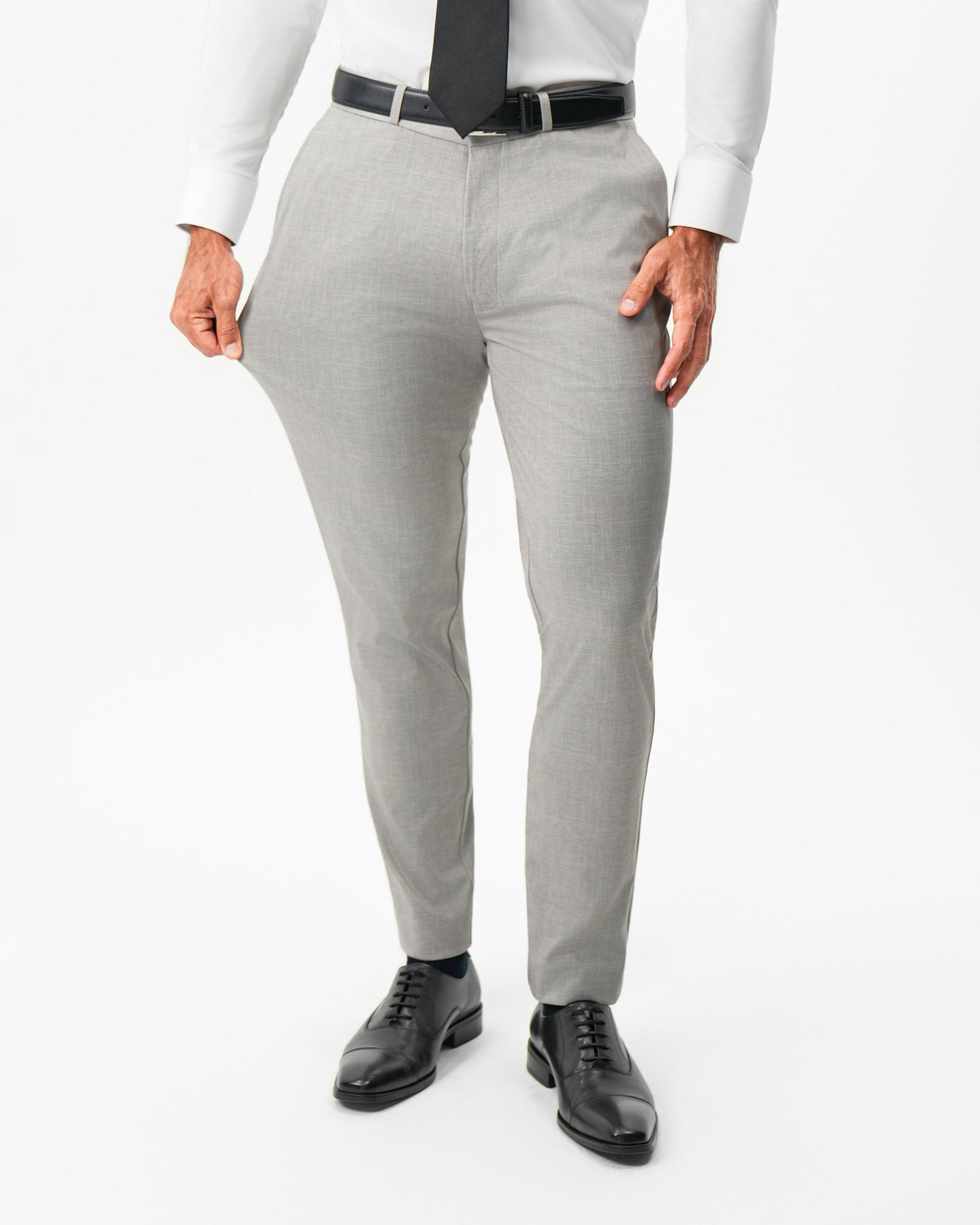 Athletic Fit Stretch Pants - Stone Crosshatch | State & Liberty Suits|Bottoms