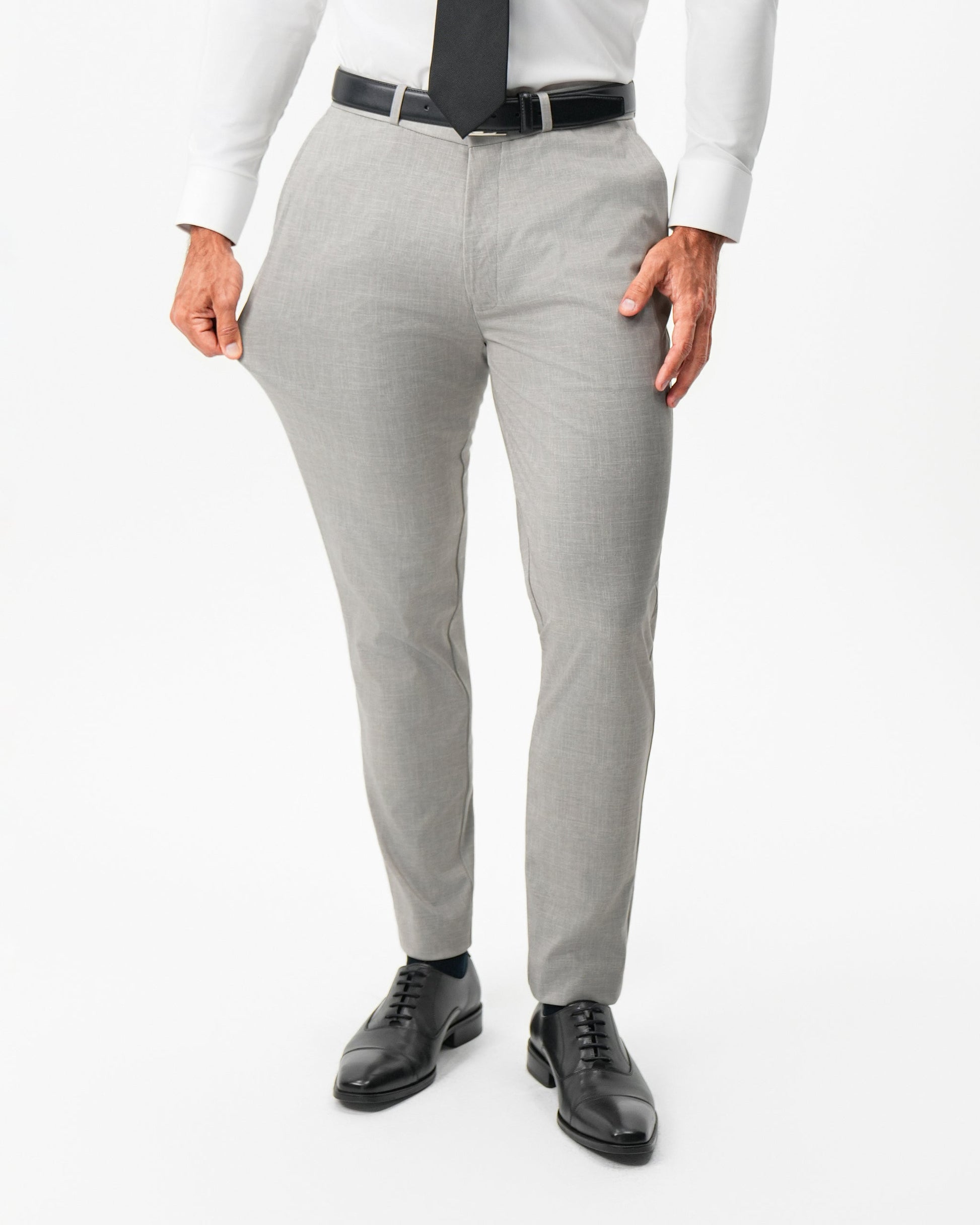 Athletic Fit Stretch Pants - Stone Crosshatch | State & Liberty Suits|Bottoms