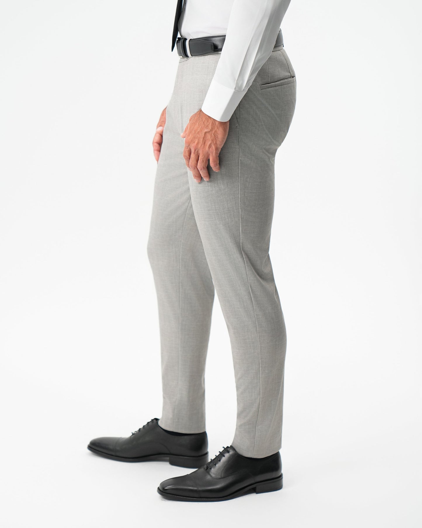 Athletic Fit Stretch Pants - Stone Crosshatch | State & Liberty Suits|Bottoms