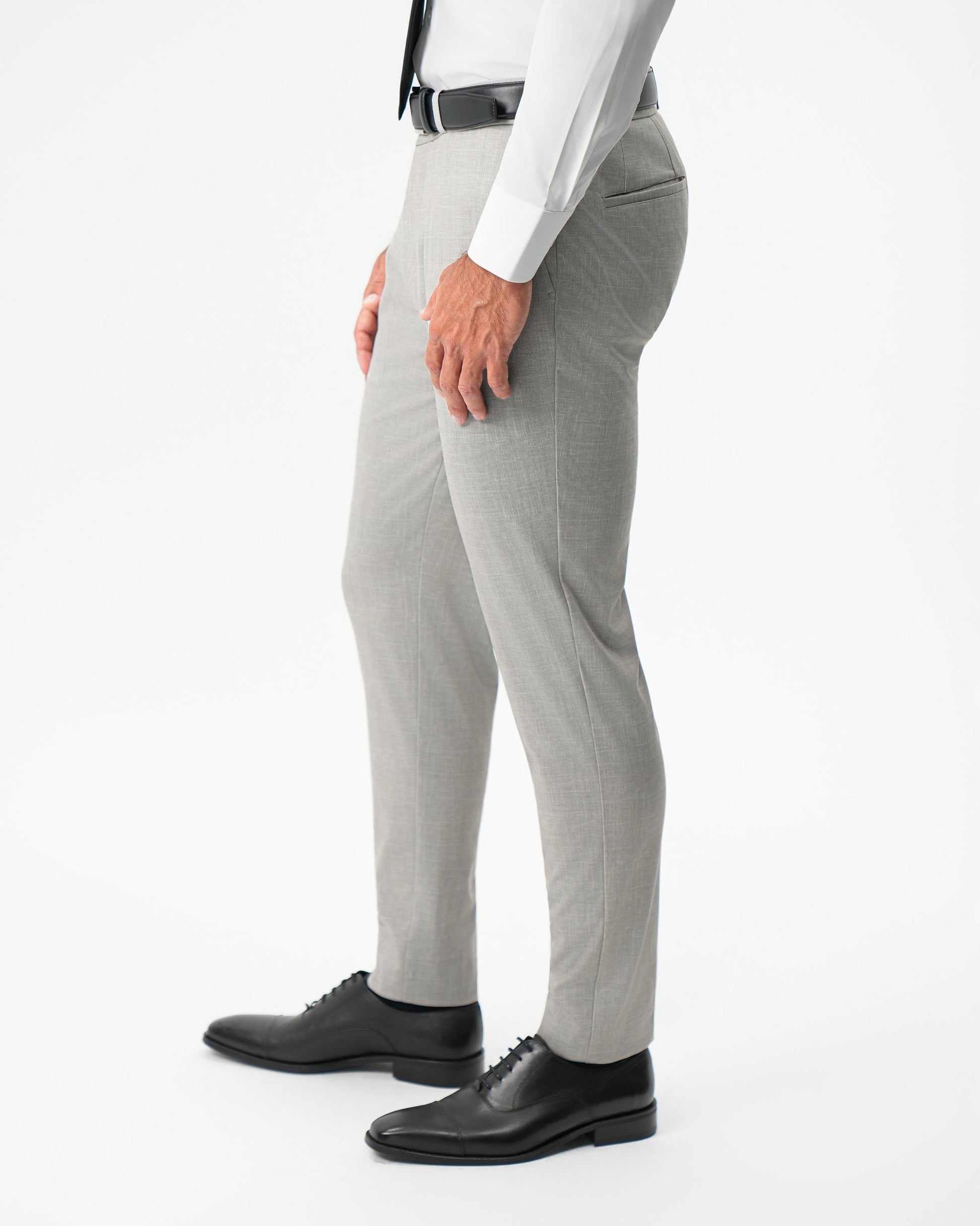 Athletic Fit Stretch Pants - Stone Crosshatch | State & Liberty Suits|Bottoms
