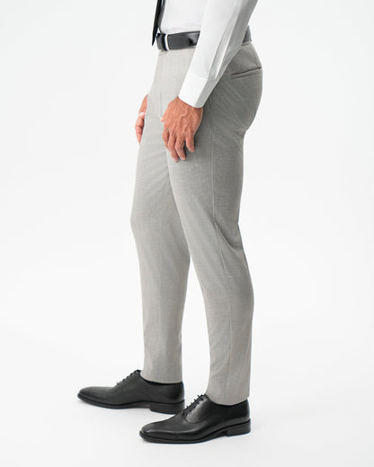 Athletic Fit Stretch Pants - Stone Crosshatch | State & Liberty Suits|Bottoms