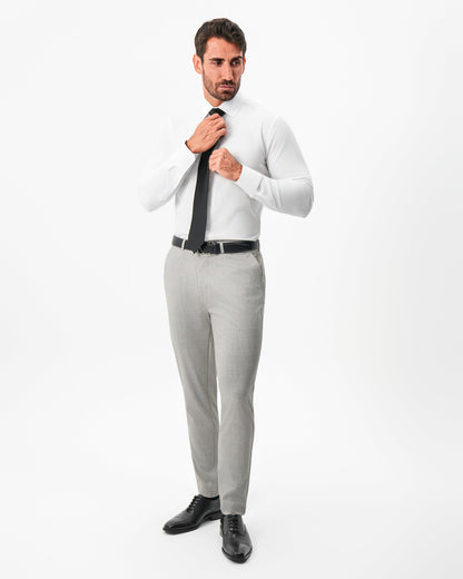 Athletic Fit Stretch Pants - Stone Crosshatch | State & Liberty Suits|Bottoms