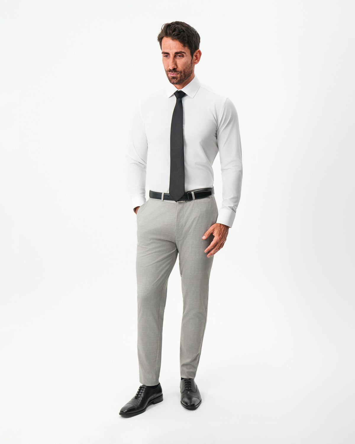Athletic Fit Stretch Pants - Stone Crosshatch | State & Liberty Suits|Bottoms