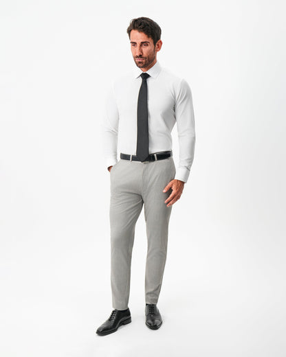 Athletic Fit Stretch Pants - Stone Crosshatch | State & Liberty Suits|Bottoms