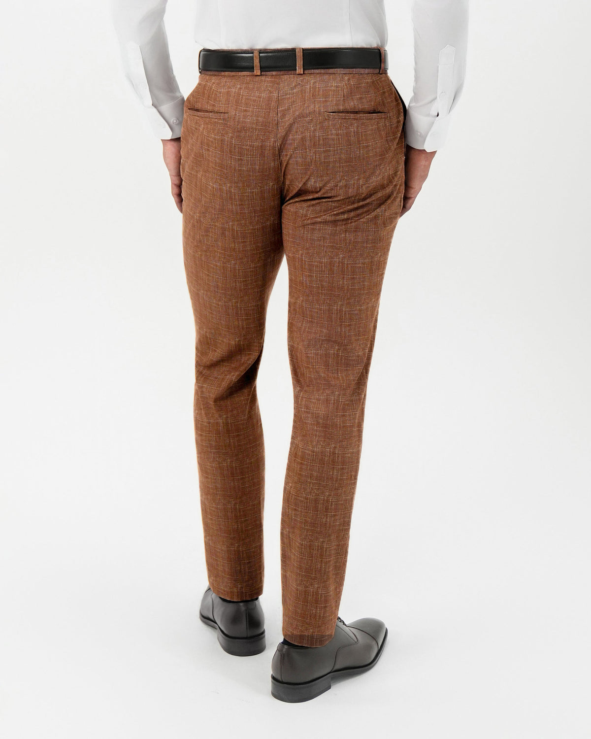Athletic Fit Stretch Pants - Light Brown Crosshatch | State & Liberty Suits|Bottoms