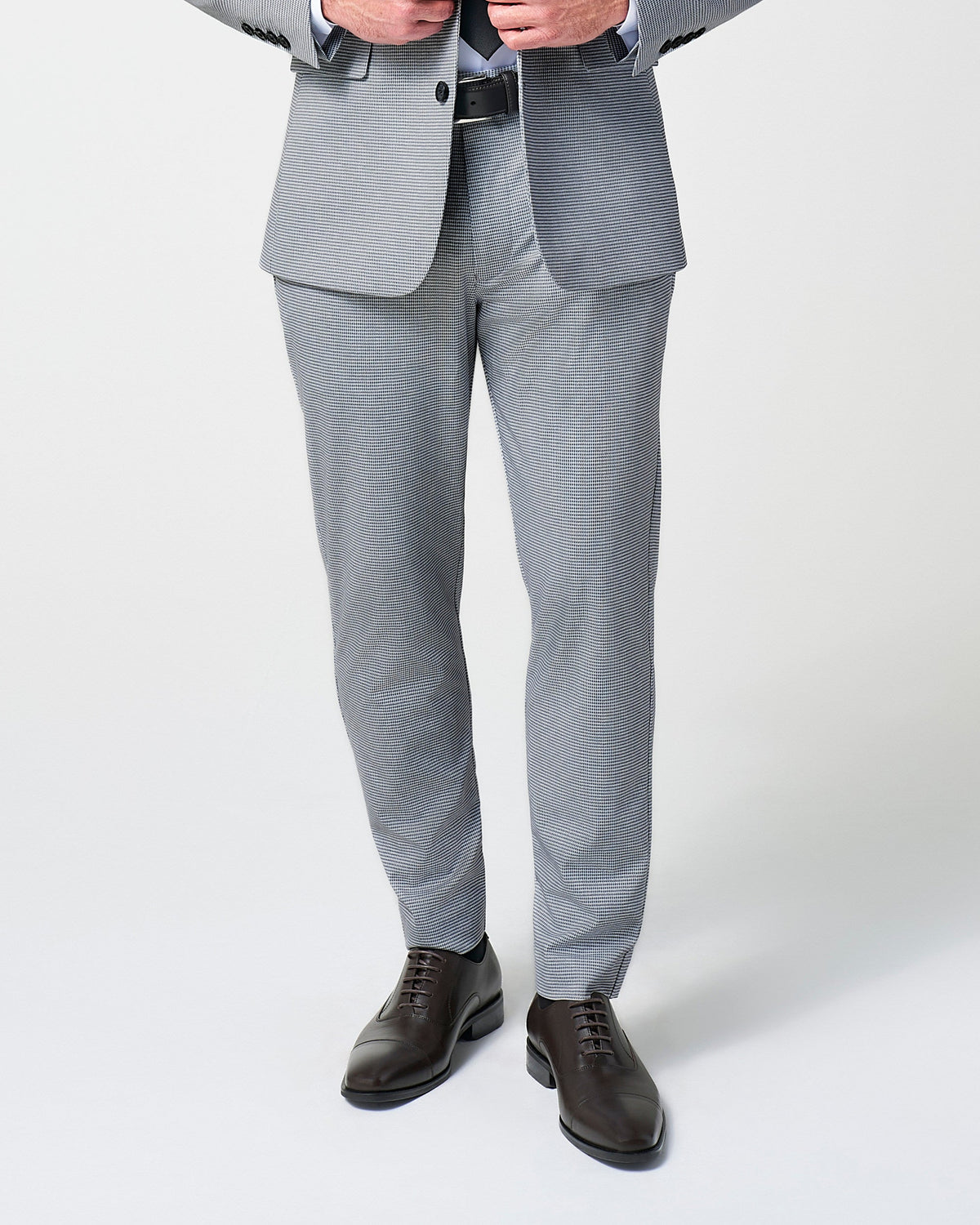 Athletic Fit Stretch Suit Pants - Slate Grey Houndstooth | State & Liberty Suits|Bottoms