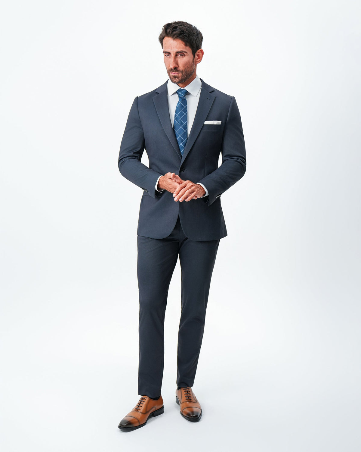 Athletic Fit Stretch Suit Pants - Navy & Black Mini Houndstooth | State & Liberty Suits