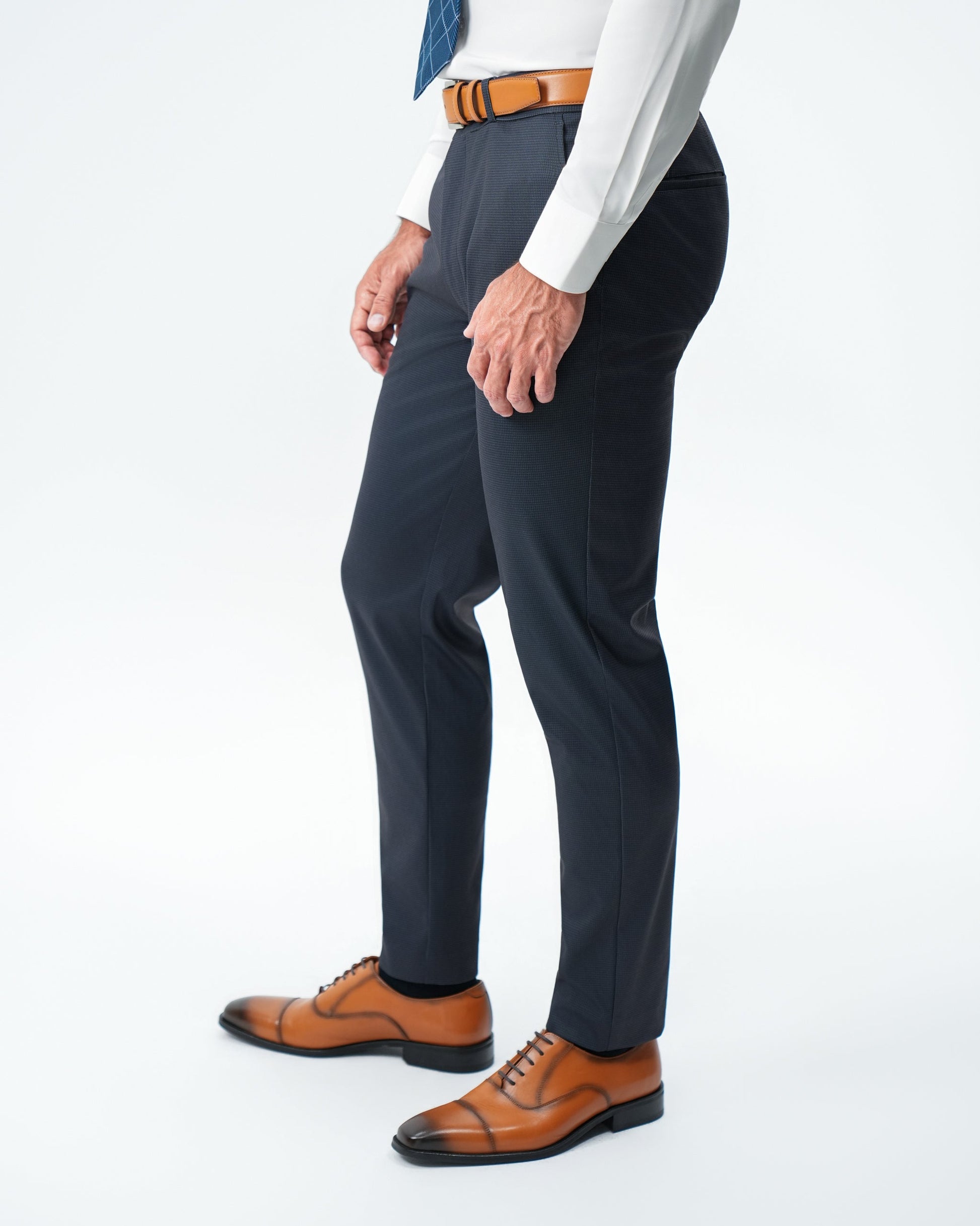 Athletic Fit Stretch Suit Pants - Navy & Black Mini Houndstooth | State & Liberty Suits