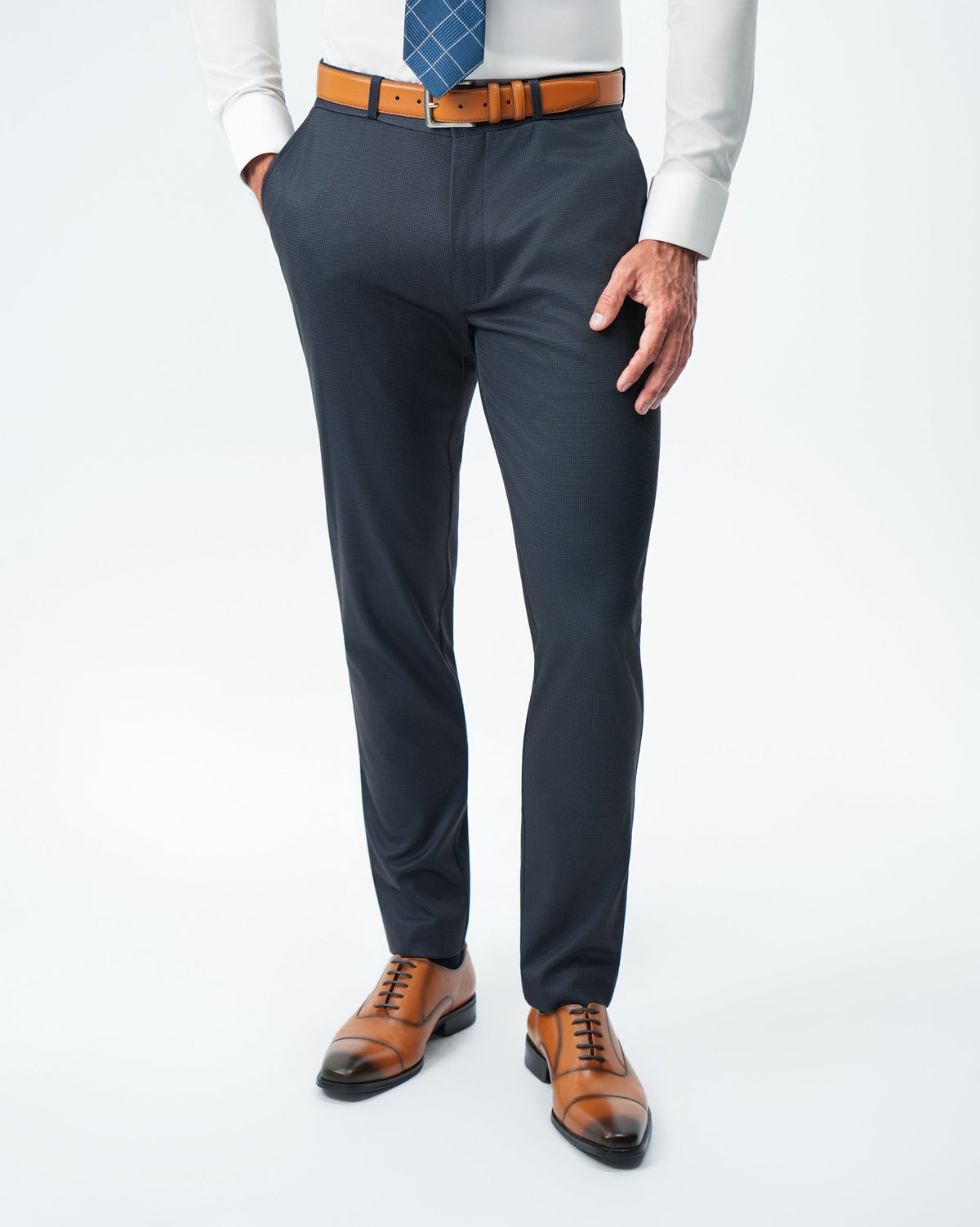 Athletic Fit Stretch Suit Pants - Navy & Black Mini Houndstooth | State & Liberty Suits