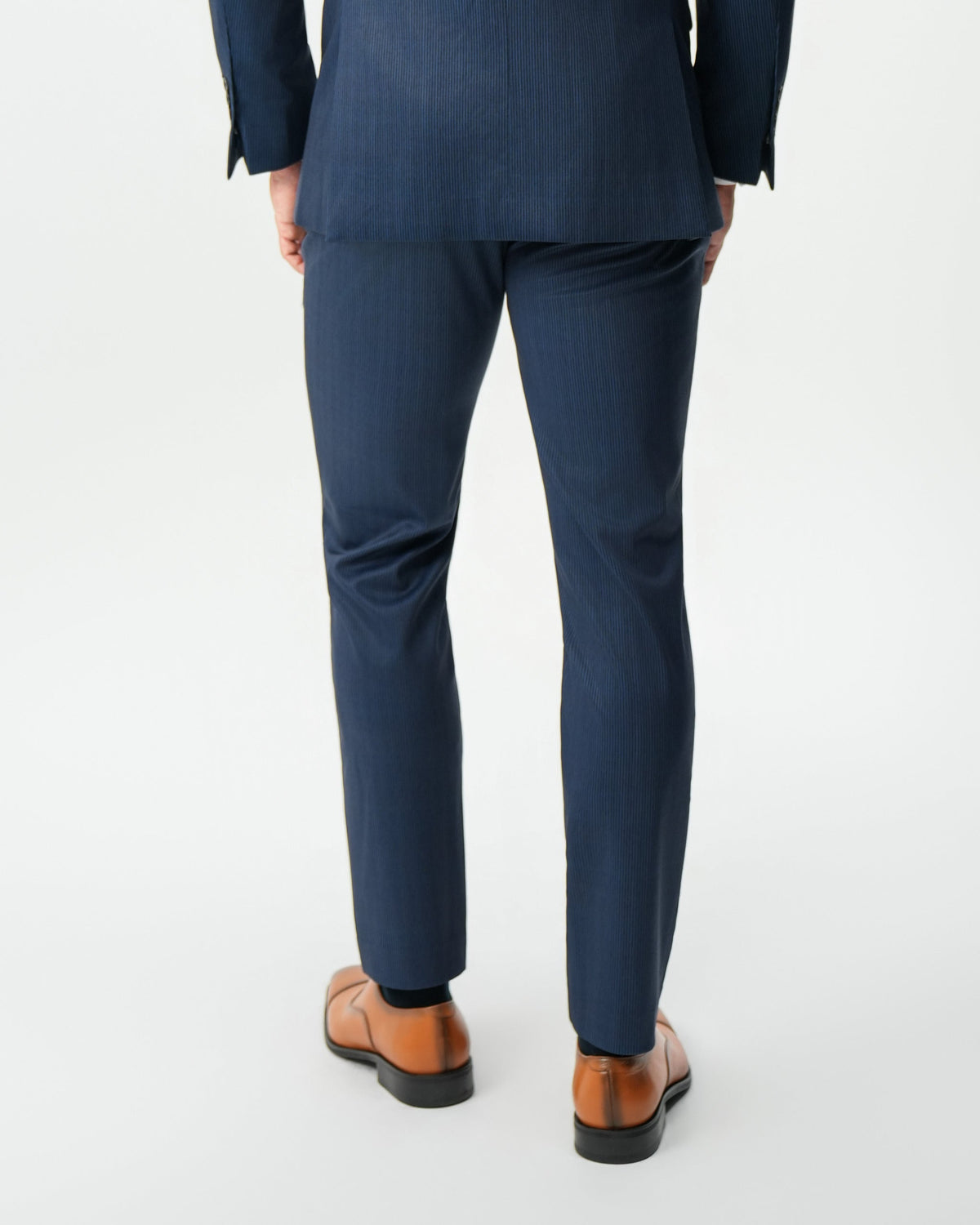 Athletic Fit Stretch Suit Pants - Navy & White Pinstripe | State & Liberty Suits