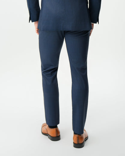 Athletic Fit Stretch Suit Pants - Navy & White Pinstripe | State & Liberty Suits