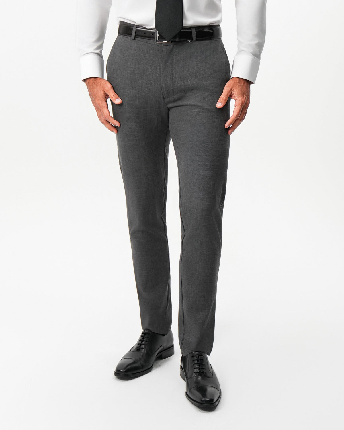 Athletic Fit Stretch Suit Pants - Dark Grey Crosshatch | State & Liberty Suits