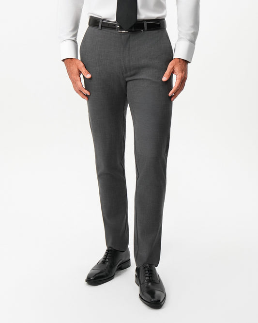 Athletic Fit Stretch Suit Pants - Dark Grey Crosshatch | State & Liberty Suits