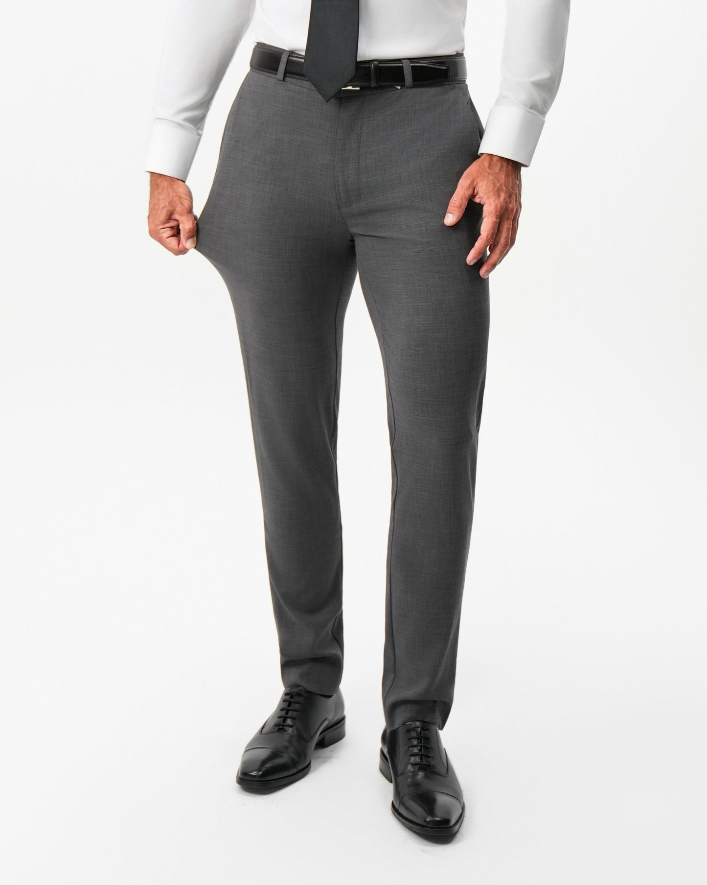Athletic Fit Stretch Suit Pants - Dark Grey Crosshatch | State & Liberty Suits