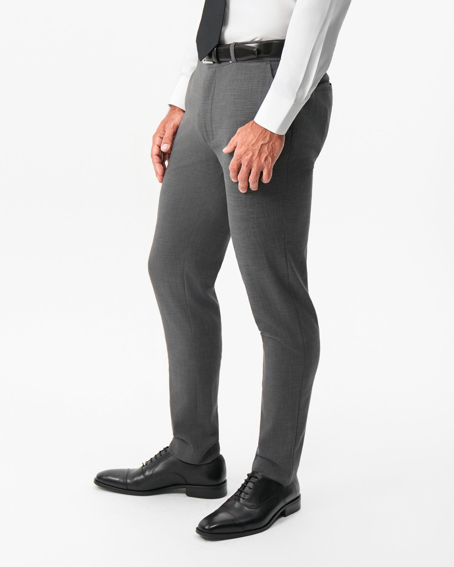 Athletic Fit Stretch Suit Pants - Dark Grey Crosshatch | State & Liberty Suits