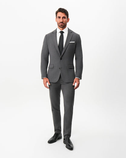 Athletic Fit Stretch Suit Pants - Dark Grey Crosshatch | State & Liberty Suits