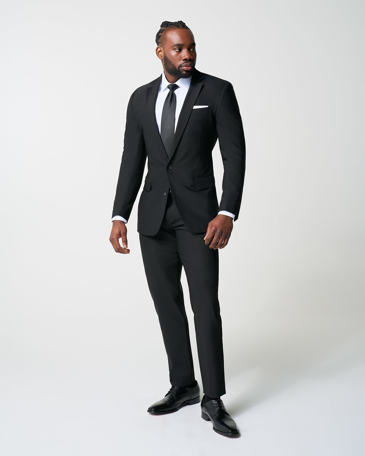 Athletic Fit Stretch Suit Pants - Heathered Black | State & Liberty Suits|Bottoms