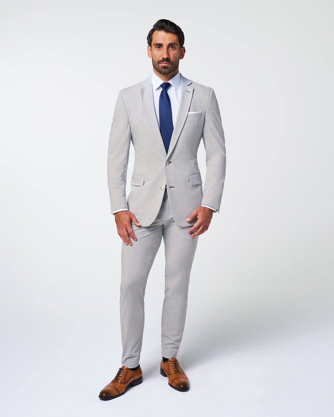 Athletic Fit Suit Pants - Lightweight Heathered Light Grey | State & Liberty Suits|Bottoms