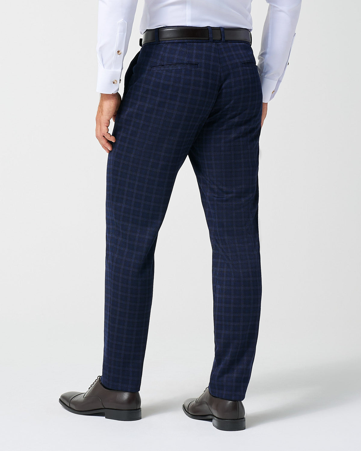 Athletic Fit Stretch Wool Suit Pants - Blue Plaid | State & Liberty Suits|Bottoms