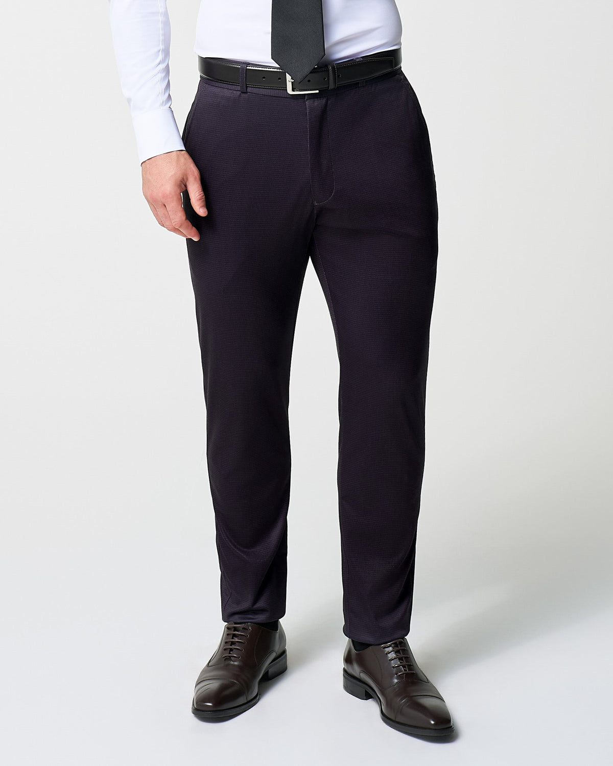 Athletic Fit Stretch Suit Pants - Deep Burgundy Microcheck | State & Liberty Suits|Bottoms
