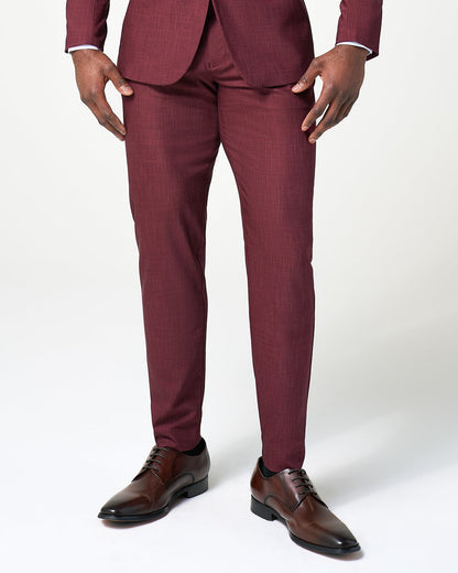 Athletic Fit Stretch Suit Pants - Heathered Maroon | State & Liberty Suits|Bottoms