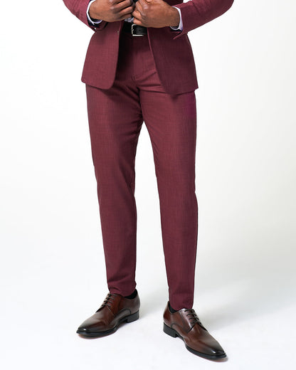 Athletic Fit Stretch Suit Pants - Heathered Maroon | State & Liberty Suits|Bottoms