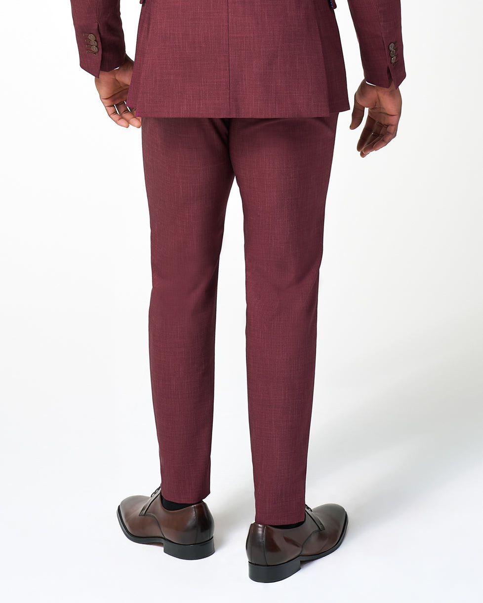 Athletic Fit Stretch Suit Pants - Heathered Maroon | State & Liberty Suits|Bottoms