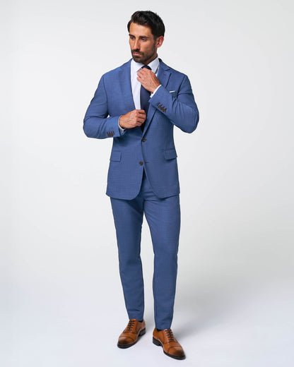 Athletic Fit Stretch Suit Pants - Heathered Blue | State & Liberty Suits|Bottoms