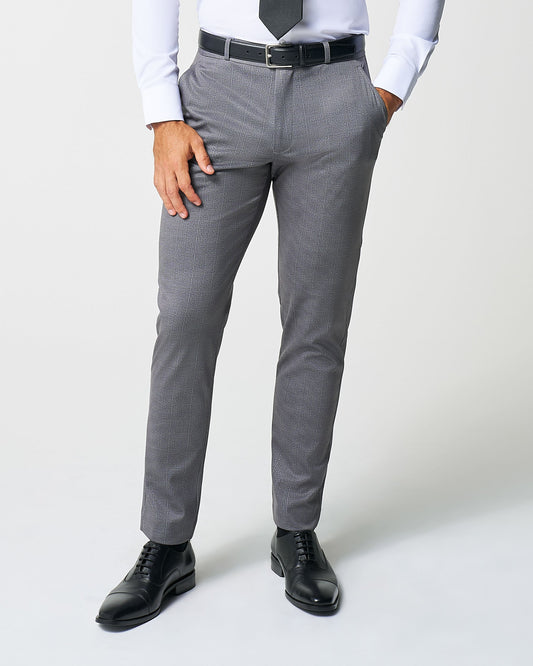 Athletic Fit Stretch Suit Pants - Shadow Grey Plaid | State & Liberty Suits|Bottoms
